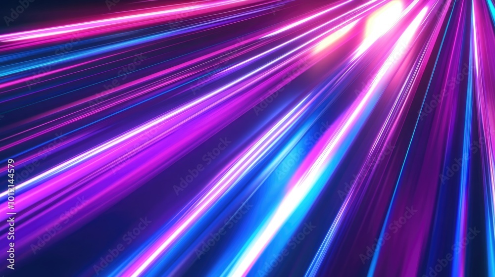 Fototapeta premium Vibrant Neon Stripes: Abstract 3D Render of Futuristic Energy Flow