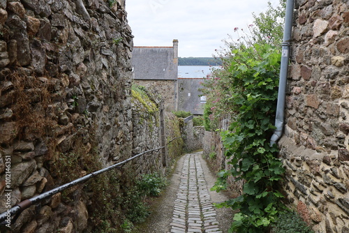 Vieille rue typique, village de Saint-Suliac, département d'Ille et Vilaine, Bretagne, France photo