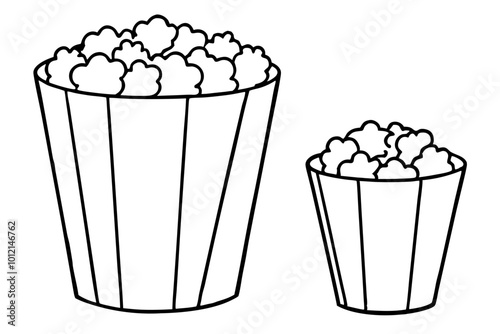  3d Popcorn Bucket, different Portions vector illustration  line art of Pop Corn photo