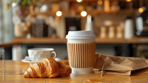 Coffee and Croissants with Wrapped Breakfast To-Go photo