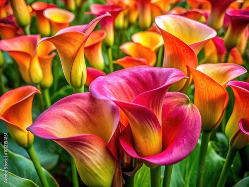 Elegant Calla Lily Blossoms in Soft Focus, Capturing the Essence of Natural Beauty and Grace