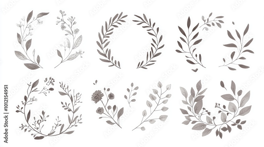 Fototapeta premium Minimalistic botanical wedding frame elements -- AI Generated