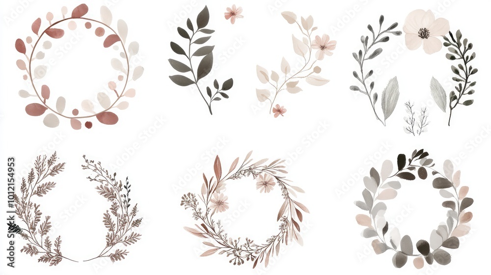 Minimalistic botanical wedding frame elements -- AI Generated Minimalistic botanical wedding frame elements -- AI Generated