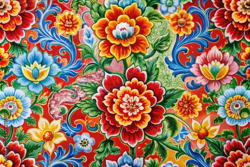 Elegant Chinese Seamless Pattern Featuring Traditional Motifs and Vibrant Color Combinations