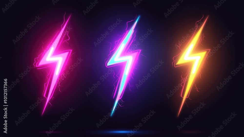 Neon Lightning Bolt Icon -- AI Generated Neon Lightning Bolt Icon -- AI Generated