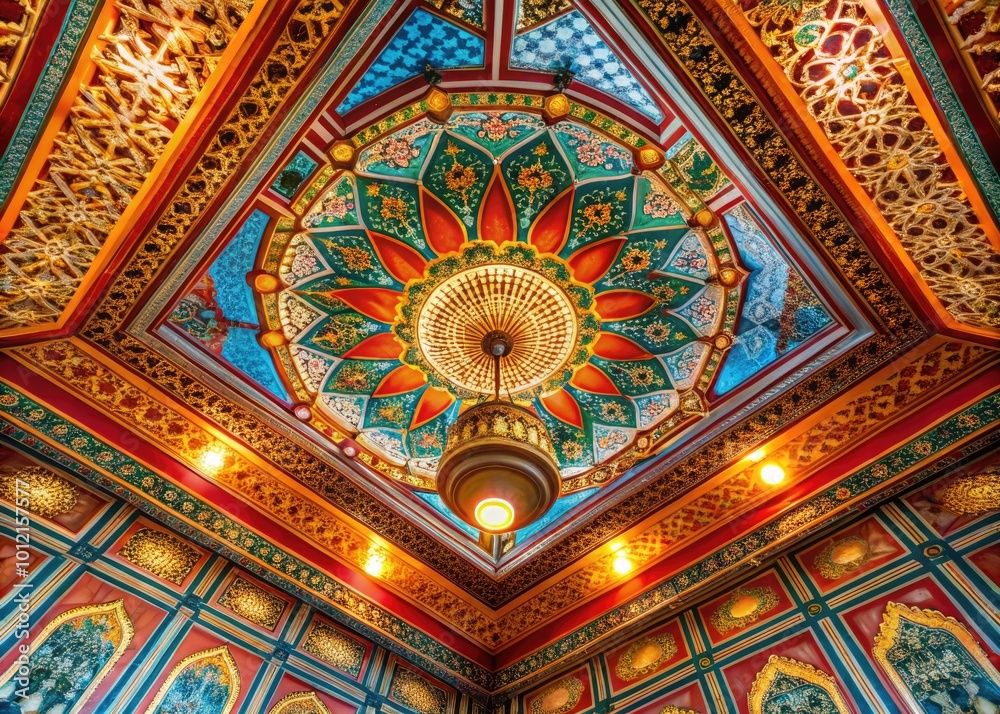Obraz premium Elegant Decorative Ceiling Texture with Intricate Patterns and Soft Lighting for Interior Design Projects