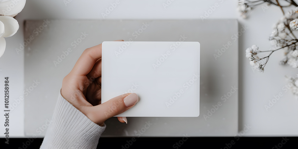 Hand Holding a White Credit Card | Secure Payment and Financial Transactions with Modern Card Technology Hand Holding a White Credit Card | Secure Payment and Financial Transactions with Modern Card Technology