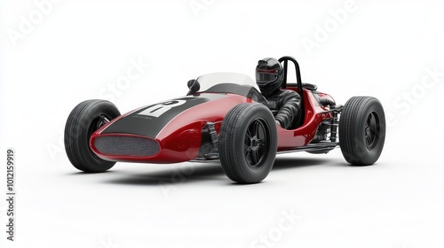 A vintage race car with a driver, showcasing classic motorsport design and style.