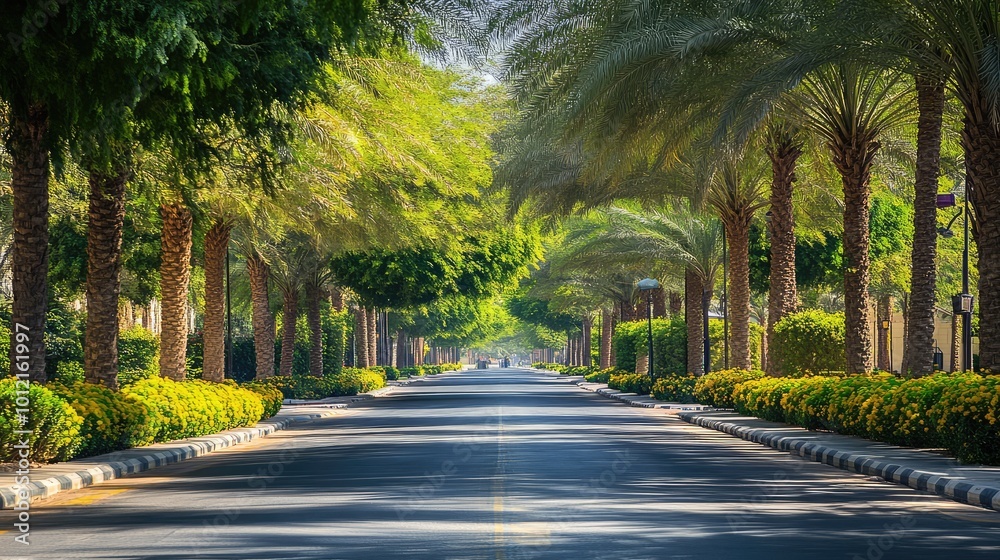 Obraz premium Riyadh's Ornamental Trees in Downtown -- AI Generated