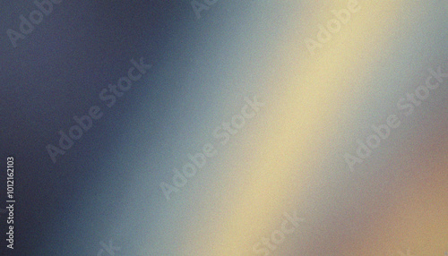 Deep Navy Blue, Light Lemon Yellow, Warm Beige blurry color gradient grainy texture background. Stylish grainy backdrop featuring bold grainy gradient effects