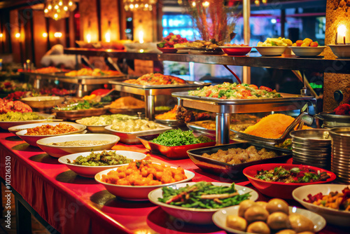 Assorted dishes elegantly presented on a buffet