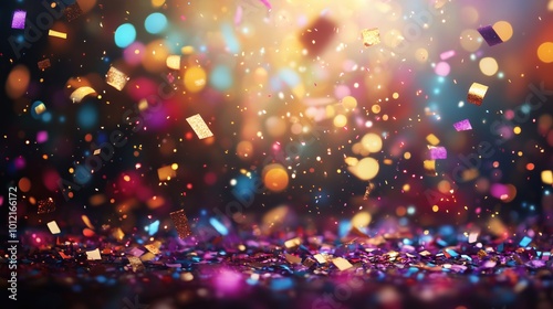 Celebration and colorful confetti party. Blur abstract background