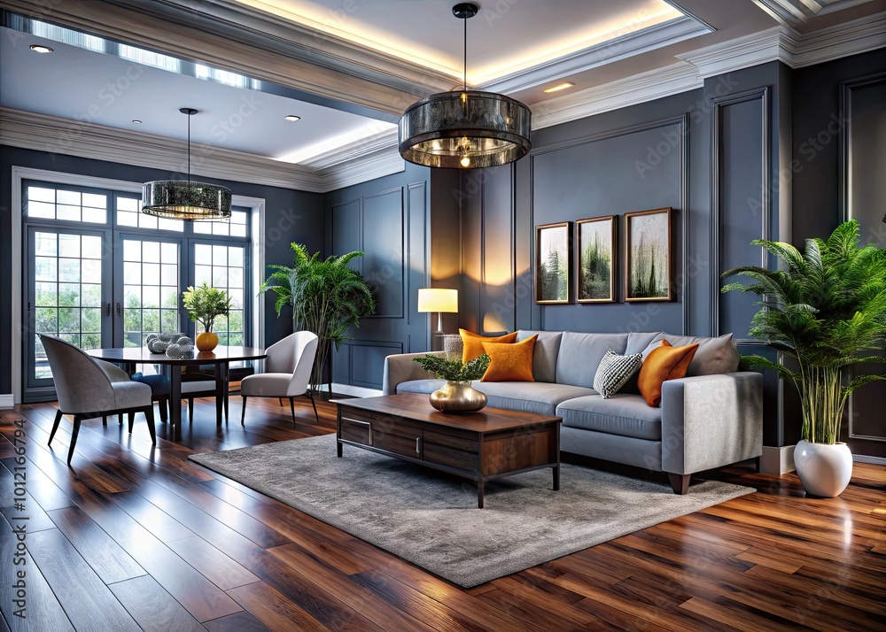 Elegant Interior Design Featuring Dark Hardwood Floors and Stylish Gray Walls for Modern Spaces Elegant Interior Design Featuring Dark Hardwood Floors and Stylish Gray Walls for Modern Spaces