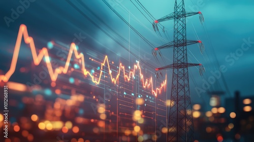 Electricity prices rise, illustrating energy market trends, utility cost increase, and modern power consumption concerns. AI generated illustration.