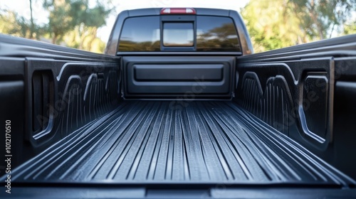 Polyurea coating applied to a truck bed liner, showcasing protective surface treatment, durable material, and automotive enhancement technology. AI generated illustration.