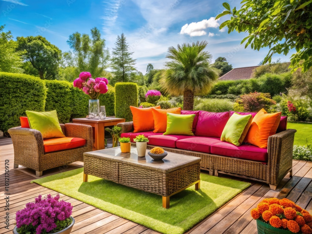 Elegant Outdoor Patio Furniture Set for Relaxation and Entertaining in a Modern Garden Environment Elegant Outdoor Patio Furniture Set for Relaxation and Entertaining in a Modern Garden Environment