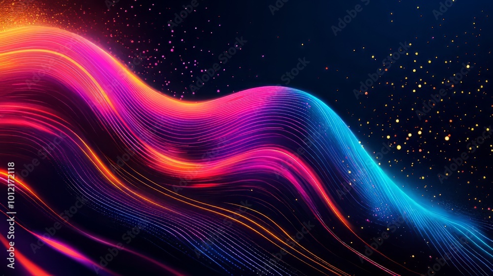Fototapeta premium A bold composition of glowing data flow and explosion, lights, energetic backround, colorful