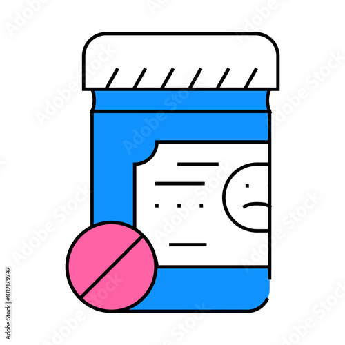 antidepressant drugs package line icon vector. antidepressant drugs package sign. isolated symbol illustration