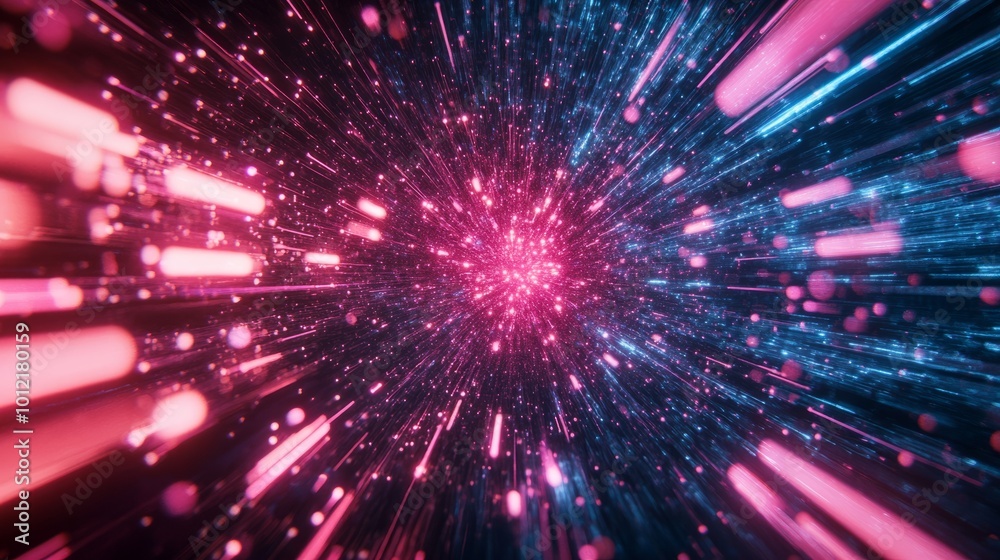 A futuristic design illustrating rapid data movement with glowing rays and dynamic explosions, capturing the essence of space travel A futuristic design illustrating rapid data movement with glowing rays and dynamic explosions, capturing the essence of space travel