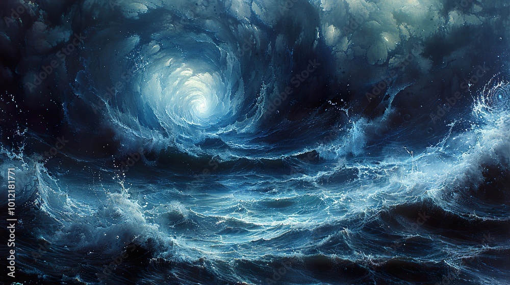 Stormy Ocean Vortex: A Dramatic Seascape Painting Stormy Ocean Vortex: A Dramatic Seascape Painting