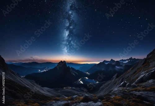 astrophotography displaying stunning vibrant night sky scene celestial phenomena, stars, galaxies, moon, clouds, panorama, landscape, universe, space