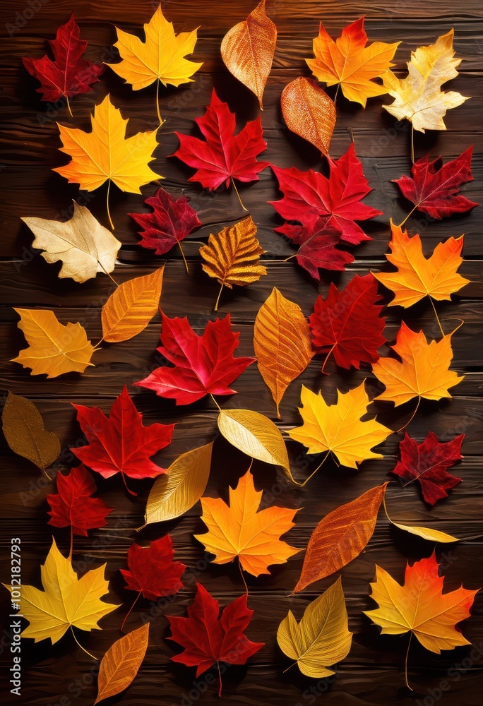 vibrant autumn leaves scattered artistic arrangement polished wooden surface capturing rich colors textures, foliage, fall, background, pattern, orange, yellow vibrant autumn leaves scattered artistic arrangement polished wooden surface capturing rich colors textures, foliage, fall, background, pattern, orange, yellow