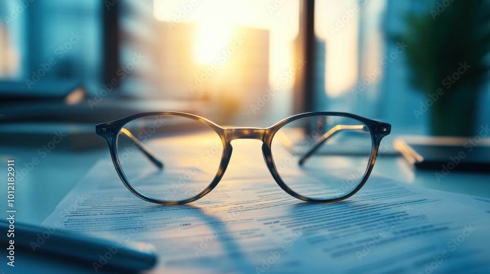 A pair of reading glasses resting on a lender's title insurance policy, with a softly lit modern office blurred in the background. A pair of reading glasses resting on a lender's title insurance policy, with a softly lit modern office blurred in the background.