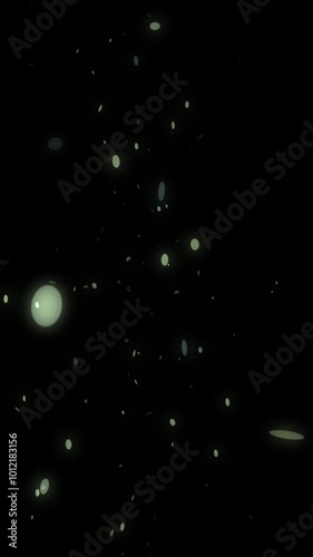 vertical animation of luminous round cotillons floating against a black background for festive designs
