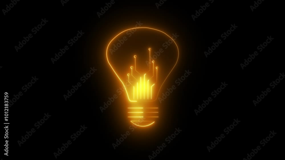 Bulb lamp animation light for idea digital concept. black background Bulb lamp animation light for idea digital concept. black background