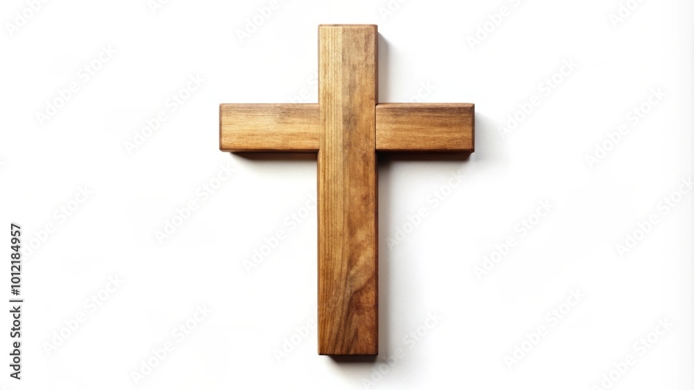 Wooden Christian cross isolated on white Point of View Wooden Christian cross isolated on white Point of View