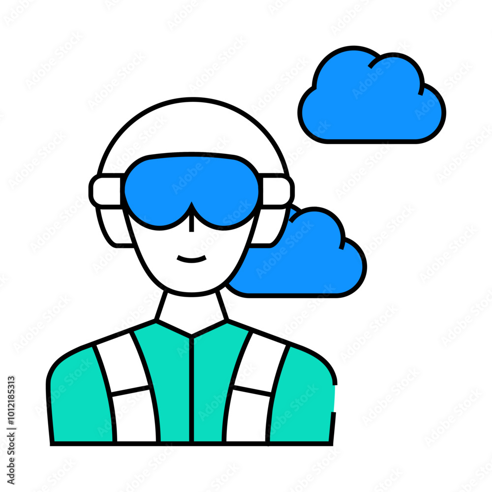 paratrooper worker line icon vector. paratrooper worker sign. isolated symbol illustration paratrooper worker line icon vector. paratrooper worker sign. isolated symbol illustration