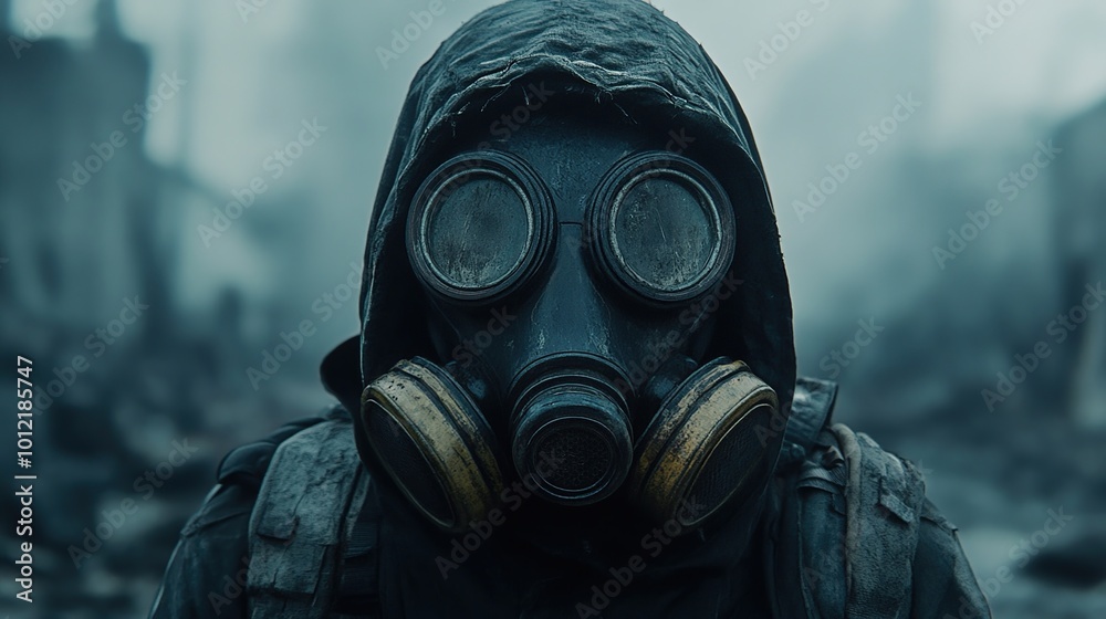 Post-Apocalyptic Survivor in Gas Mask Post-Apocalyptic Survivor in Gas Mask