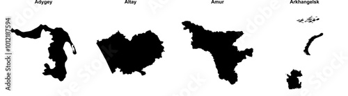 Adygey, Altay, Amur, Arkhangelsk outline maps photo