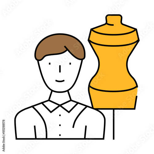 fashion designer worker line icon vector. fashion designer worker sign. isolated symbol illustration