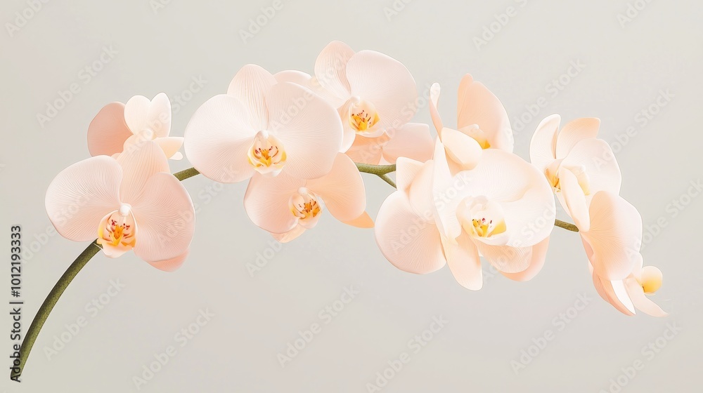 Fototapeta premium Delicate Peach Orchid in Close-Up Macro Shot with Smooth Textures and Gradient - Ultra-Detailed Photorealistic Image