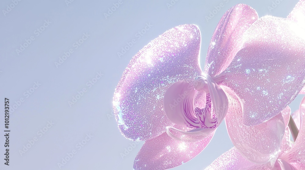 Fototapeta premium Delicate Lilac Orchid with Subtle Sheen - Ultra-Detailed Macro Shot of Soft Petals with Speckles, Photorealistic Beauty in Nature
