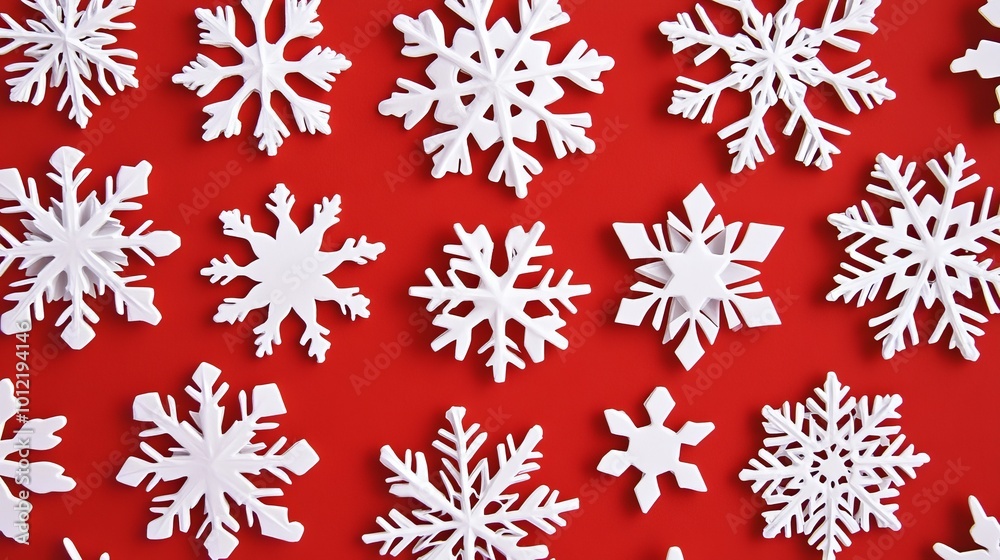 These are cute white snowflakes on a red background. They're perfect for adding a festive touch to your Christmas banners, cards, or New Year's decorations. These are cute white snowflakes on a red background. They're perfect for adding a festive touch to your Christmas banners, cards, or New Year's decorations.
