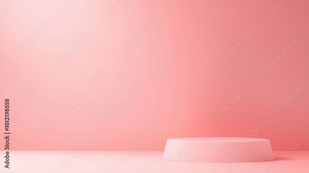 A minimalistic pink studio background with a clean pedestal, perfect for showcasing products or artwork. A minimalistic pink studio background with a clean pedestal, perfect for showcasing products or artwork.