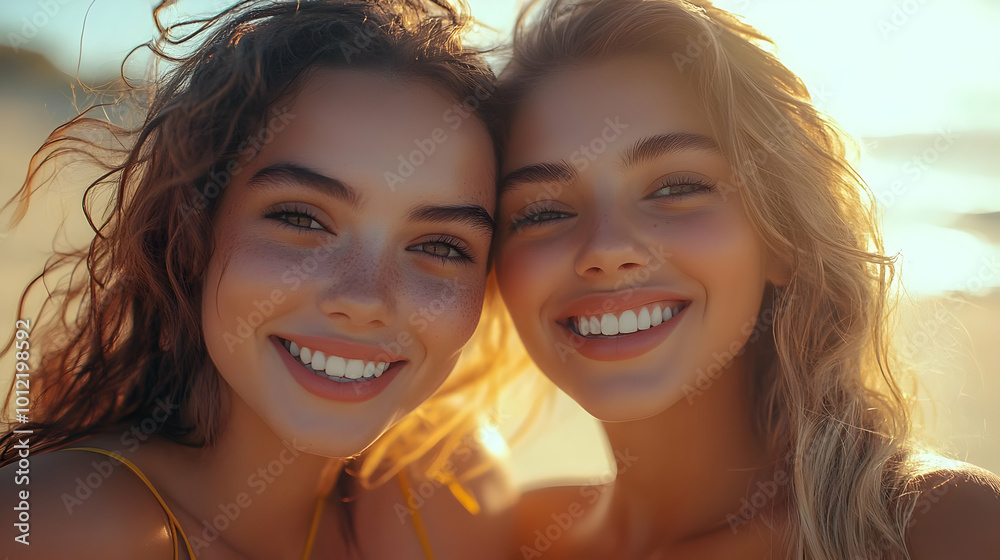Two Women Smiling Close Up Photo Two Women Smiling Close Up Photo