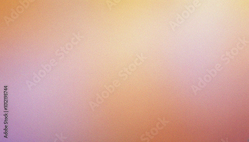 Light Peachy Brown, Pale Lilac, Golden Yellow gradient background grainy texture effect web banner header poster design copy space. Bold grainy backdrop with smooth grainy gradient waves