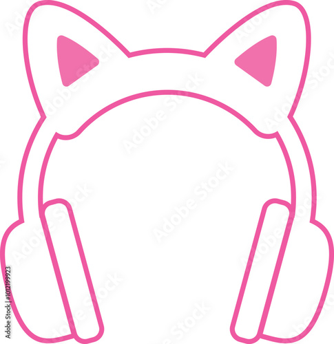 Cute White Headphone with Cat Ears icon.