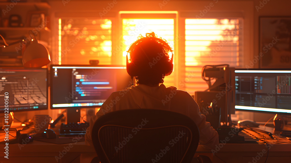 Boy Playing Video Game on Computer | Focused Gamer Immersed in Digital Entertainment Boy Playing Video Game on Computer | Focused Gamer Immersed in Digital Entertainment