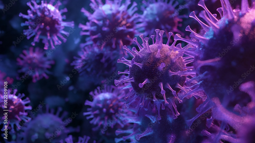 Fototapeta premium Digitally rendered image of a virus, closeup