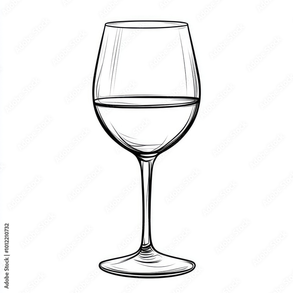 Minimalistic Continuous Line Drawing of Vermouth Glass - Simple Black Line Art on White Background