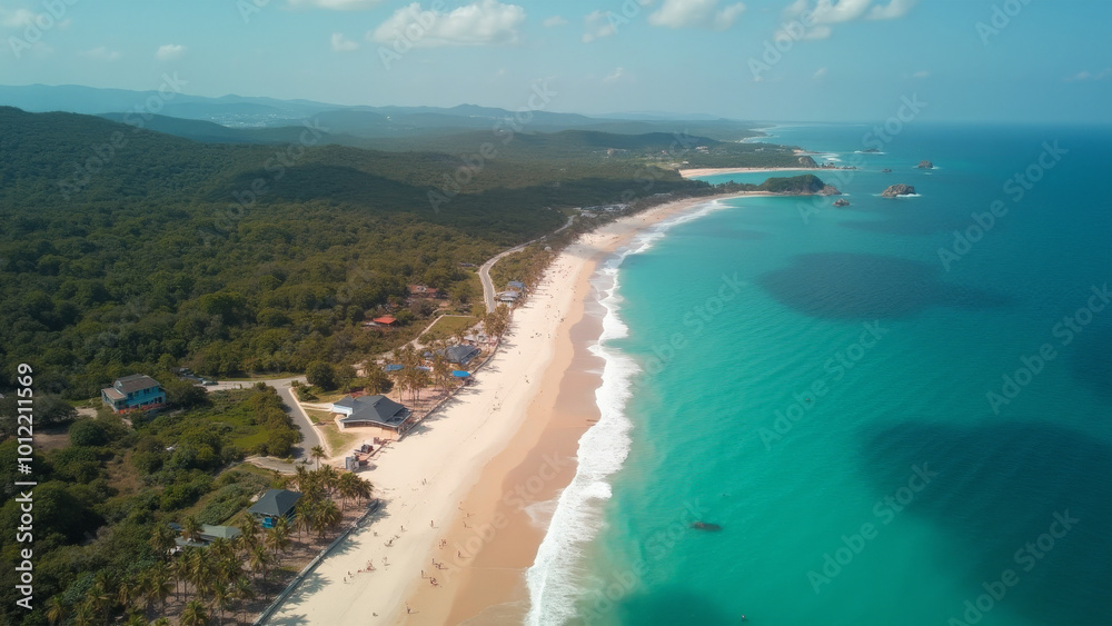 Drone View of Beach in Caribbean Drone View of Beach in Caribbean