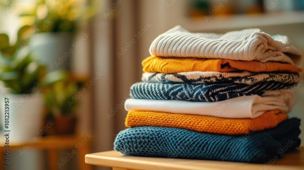 Stack of Folded Knitwear Stack of Folded Knitwear