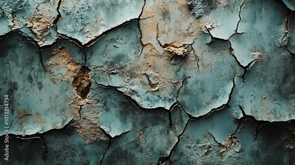 Cracked Blue and Brown Wall Texture Background