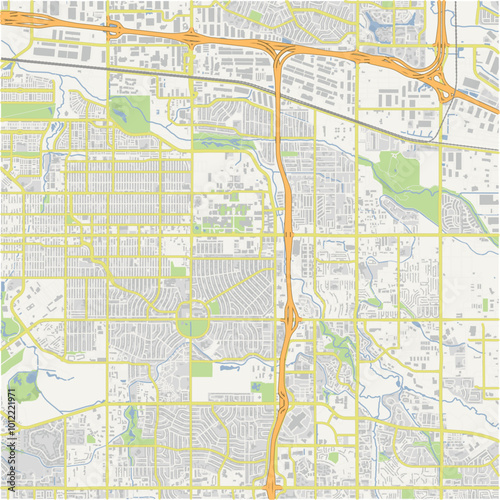 Map of Aurora in Colorado in a normal road map style. Contains layered vector with roads water, parks, etc.