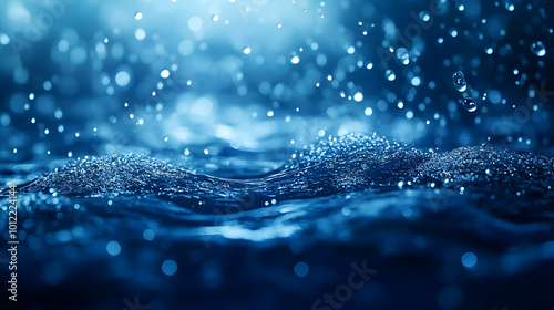 Blue Water Surface with Bokeh Background - Abstract Background