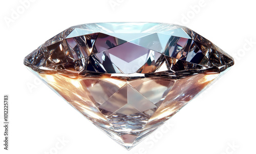 A stunning diamond sparkles brilliantly, capturing light at an elegant angle